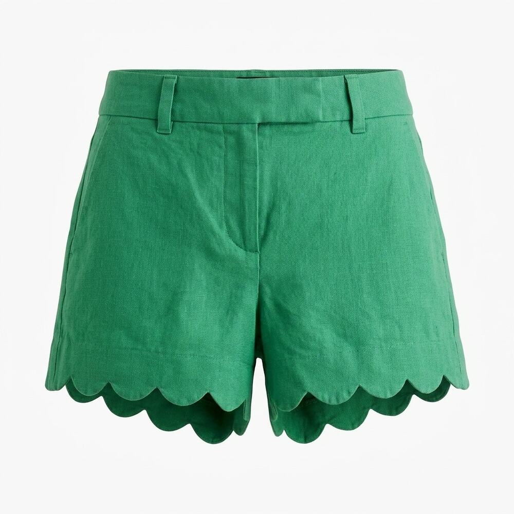 J.Crew Linen Blend Green Classic Fit Lightweight Shorts Women Size 00